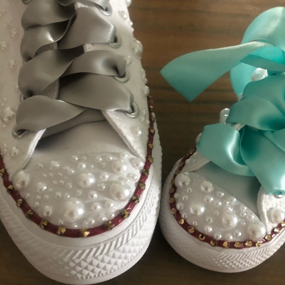 Baby Bling Pearl Converse (Mint Lace Edition) - Picture 6 of 8